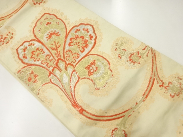 アンティーク　川島織物製　唐花模様織出し袋帯（材料）